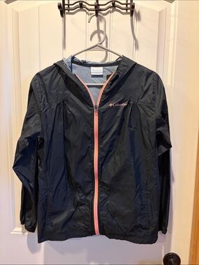 Columbia Black Windbreaker with Pink Trim